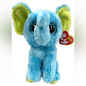 Ty Beanie Boos-Trunkles the Blue Elephant-Glitter Eyes-Stuffed Animal.